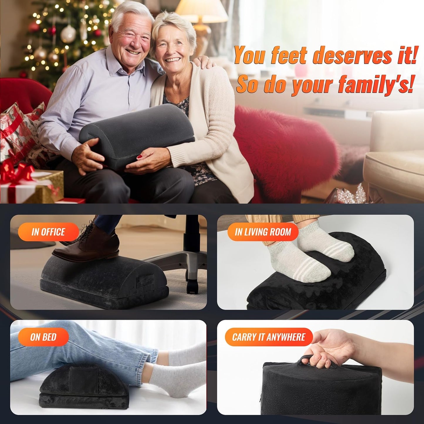 Heated Foot Rest Under Desk for Office Use at Home and Work, Adjustable and Portable Under Desk Footrest, Desk Foot Rest with Heated Foot Warmer, Padded Foot Stool Under Desk, Foam Office Foot Rest