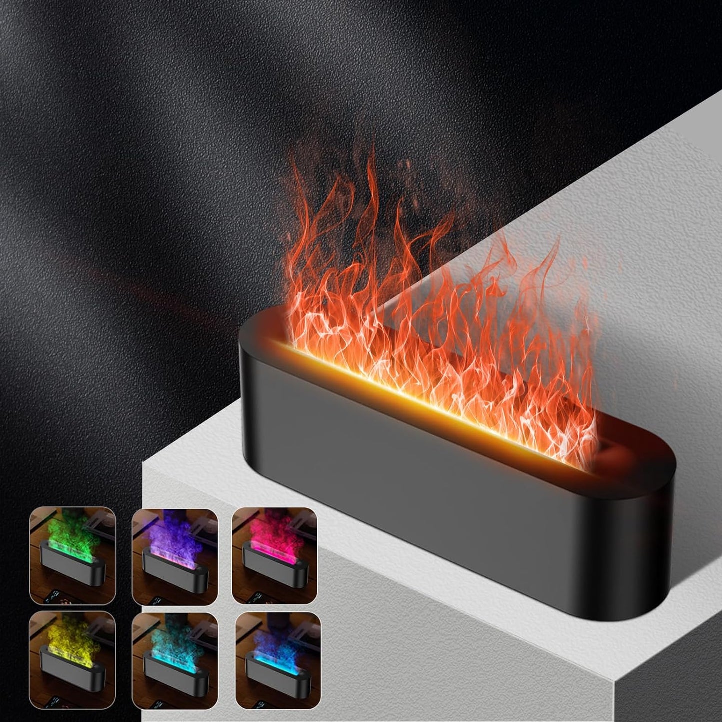 Flame Air Aroma Diffuser Humidifier, Upgraded 7 Flame Colors Aromatherapy Aroma Diffusers for Home, Bedroom, Office, Yoga, Timer & Waterless Auto Off 150ml