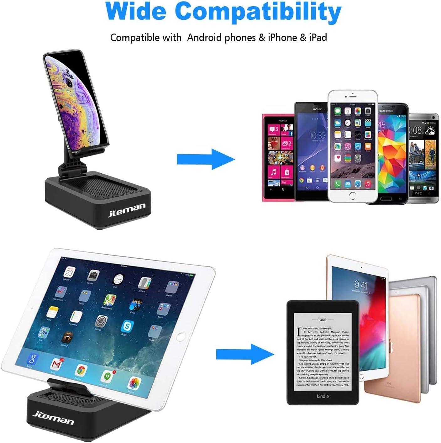 Cell Phone Stand with Wireless Bluetooth Speaker and Anti-Slip