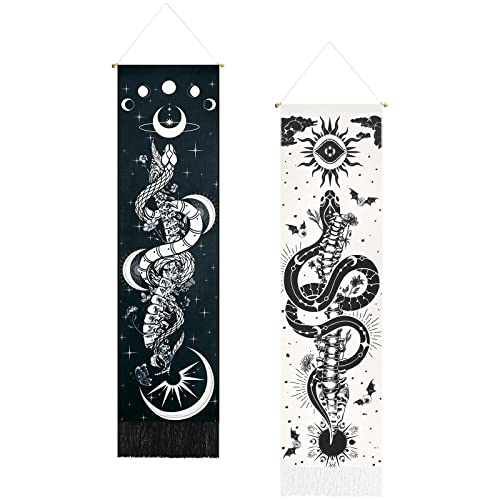 Skeleton Tapestry Planet Gothic Skull White and Black for Bedroom, Living Room
