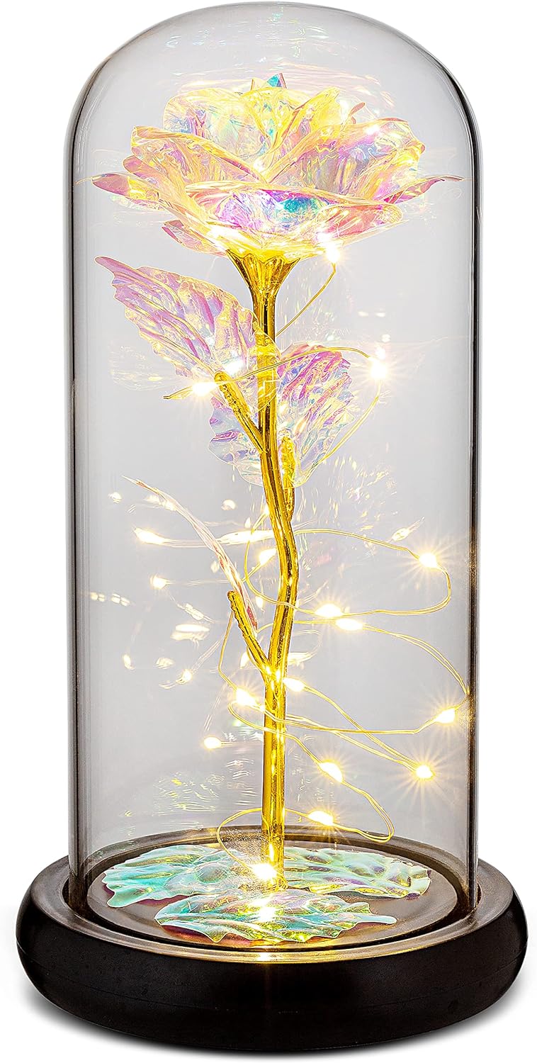 Galaxy Rose for Women, Gifts for Mom, Personalized Gifts for Women, Gift for Her, Womens Gifts for Christmas, Cute Unique Glass Rose Flower Gift, Womans Gift Ideas Mother Wife Daughter