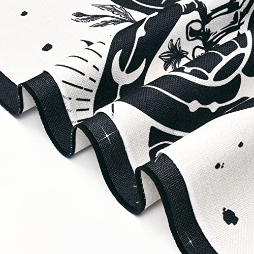 Skeleton Tapestry Planet Gothic Skull White and Black for Bedroom, Living Room