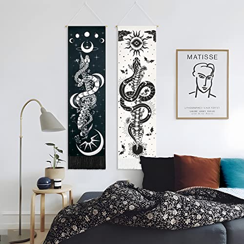 Skeleton Tapestry Planet Gothic Skull White and Black for Bedroom, Living Room