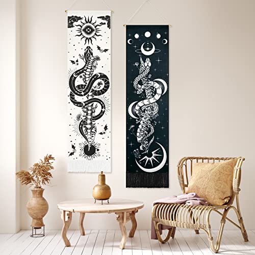 Skeleton Tapestry Planet Gothic Skull White and Black for Bedroom, Living Room