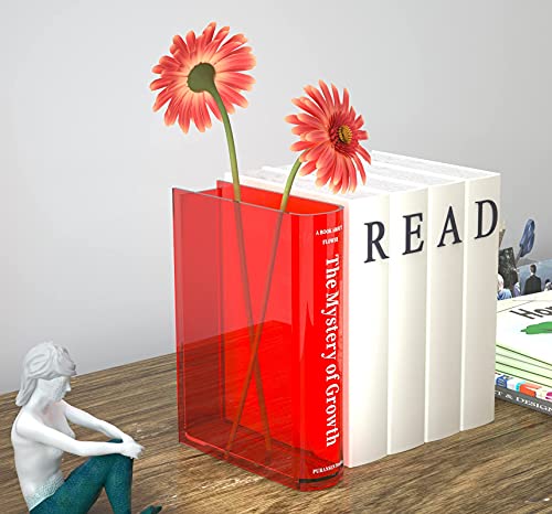 Book Vase for Flowers, Acrylic Clear Book Flower Vase, A Book About Flowers Vase, Unique Home/Bedroom