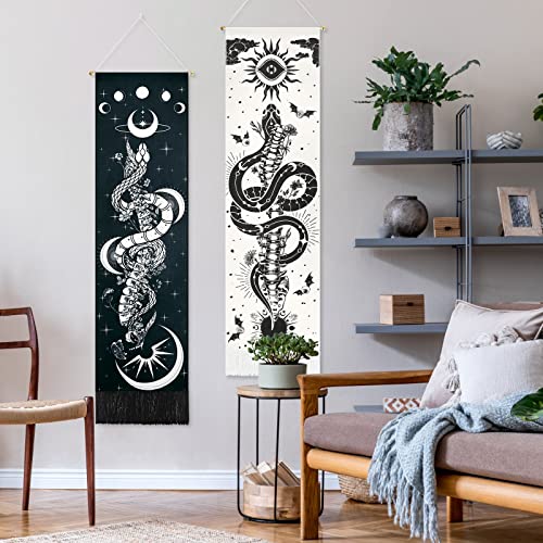 Skeleton Tapestry Planet Gothic Skull White and Black for Bedroom, Living Room