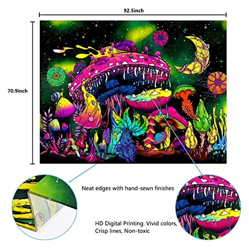 Mushroom Moon and Stars Plants Starry Night Sky Monster Tapestry Wall Hanging for Room