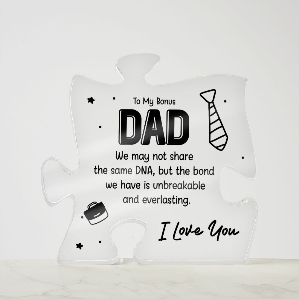 To my Bonus Dad - I Love You Acrylic Puzzle Plaque, Perfect for Fathers Day