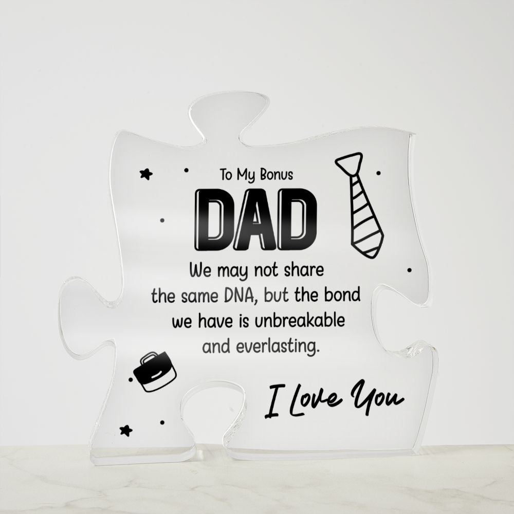 To my Bonus Dad - I Love You Acrylic Puzzle Plaque, Perfect for Fathers Day