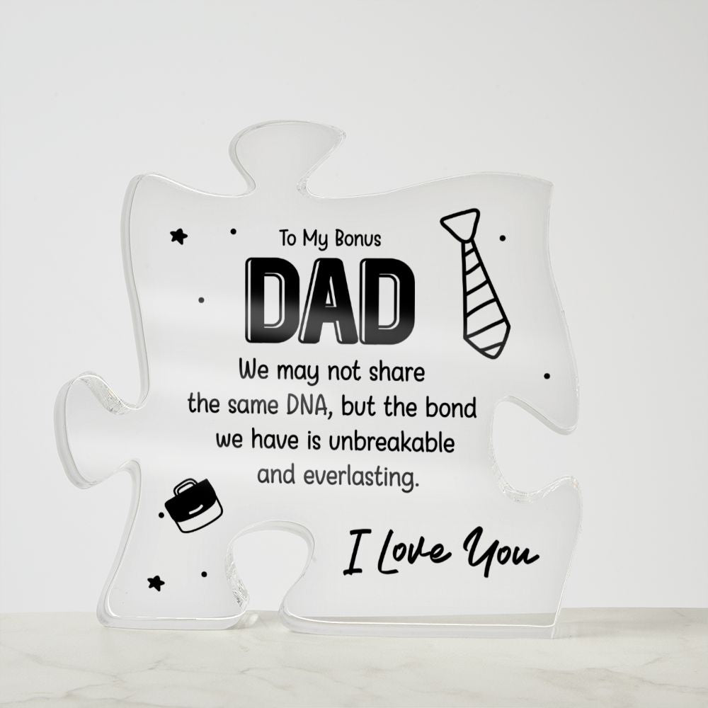 To my Bonus Dad - I Love You Acrylic Puzzle Plaque, Perfect for Fathers Day