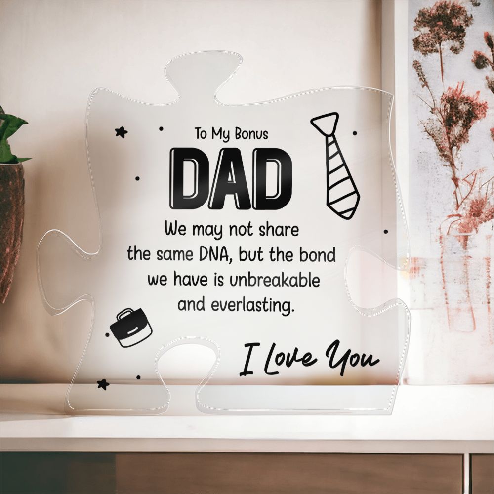To my Bonus Dad - I Love You Acrylic Puzzle Plaque, Perfect for Fathers Day