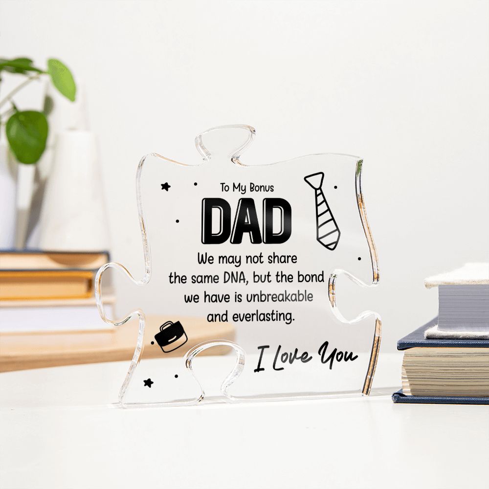 To my Bonus Dad - I Love You Acrylic Puzzle Plaque, Perfect for Fathers Day