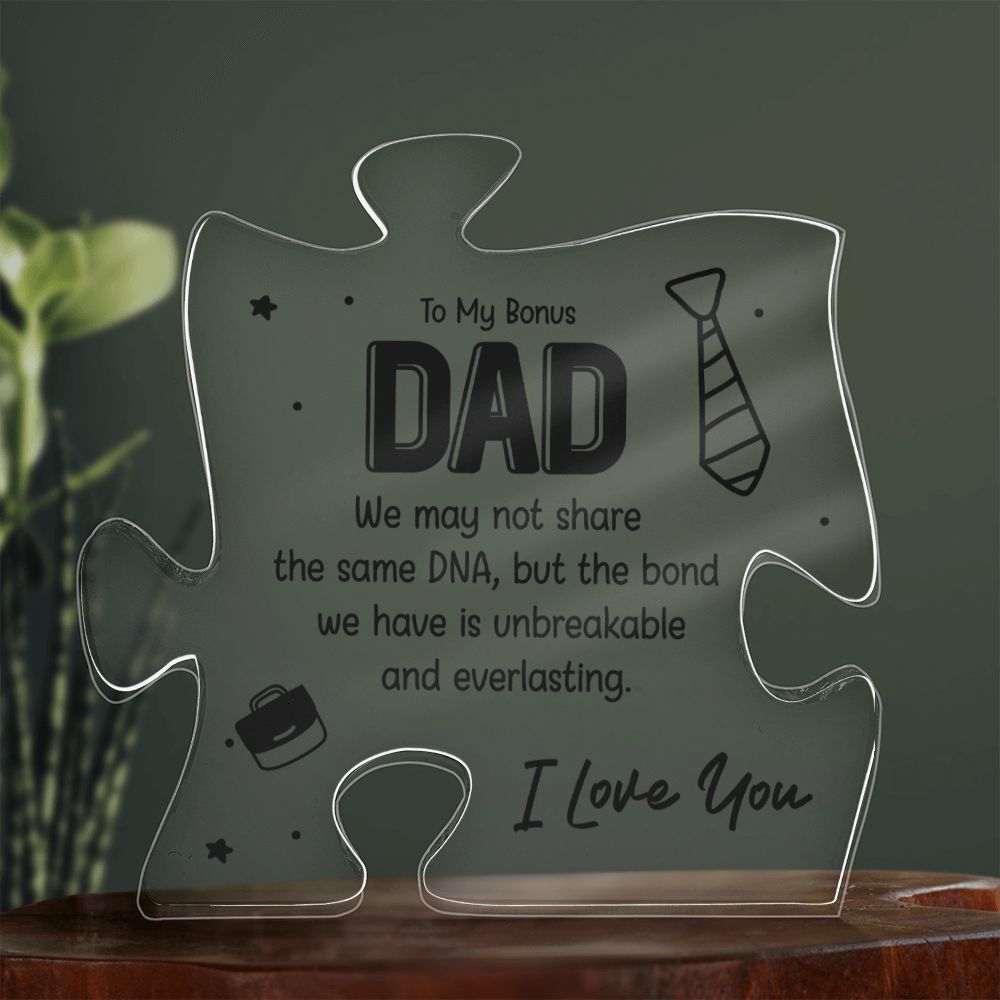 To my Bonus Dad - I Love You Acrylic Puzzle Plaque, Perfect for Fathers Day