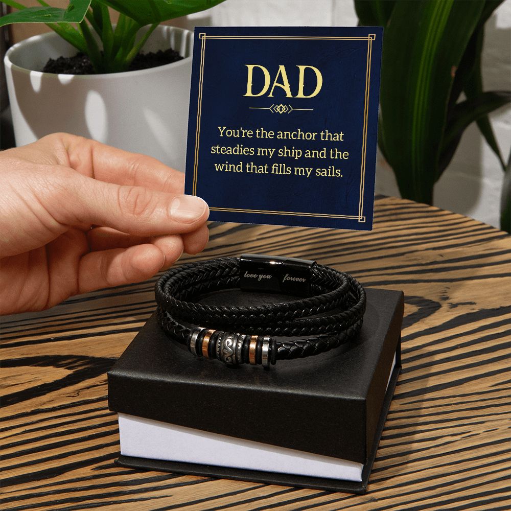 Heartwarming Father's Day Gift: Dad, You're the Anchor, Love You Forever Men's Bracelet