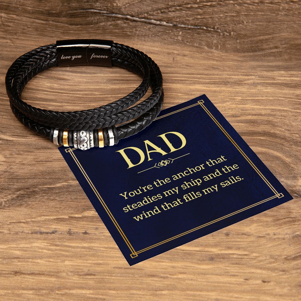Heartwarming Father's Day Gift: Dad, You're the Anchor, Love You Forever Men's Bracelet