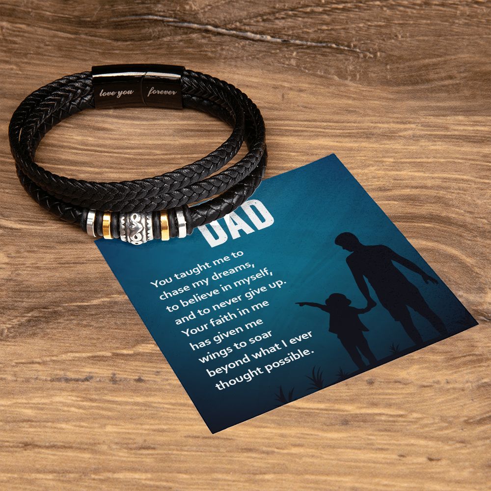 Inspiring Father's Day Gift: "Dad, You Taught Me to Chase My Dreams" Love You Forever Men's Bracelet