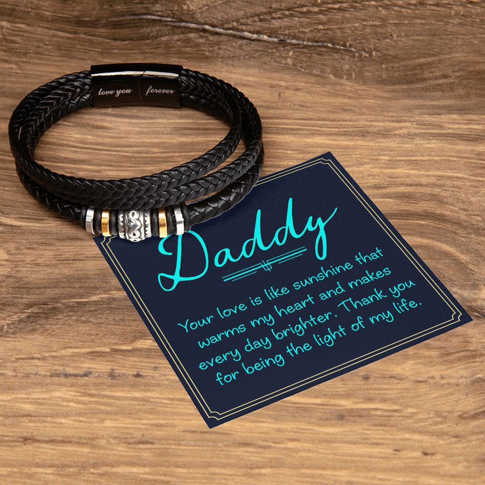 Radiant Father's Day Gift: "Daddy, Your Love Shines Like Sunshine" Love You Forever Men's Bracelet
