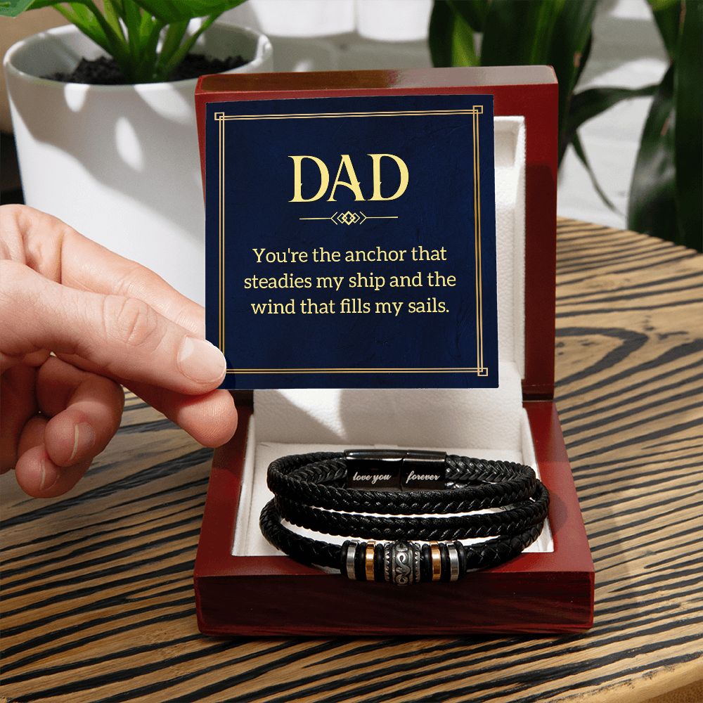 Heartwarming Father's Day Gift: Dad, You're the Anchor, Love You Forever Men's Bracelet