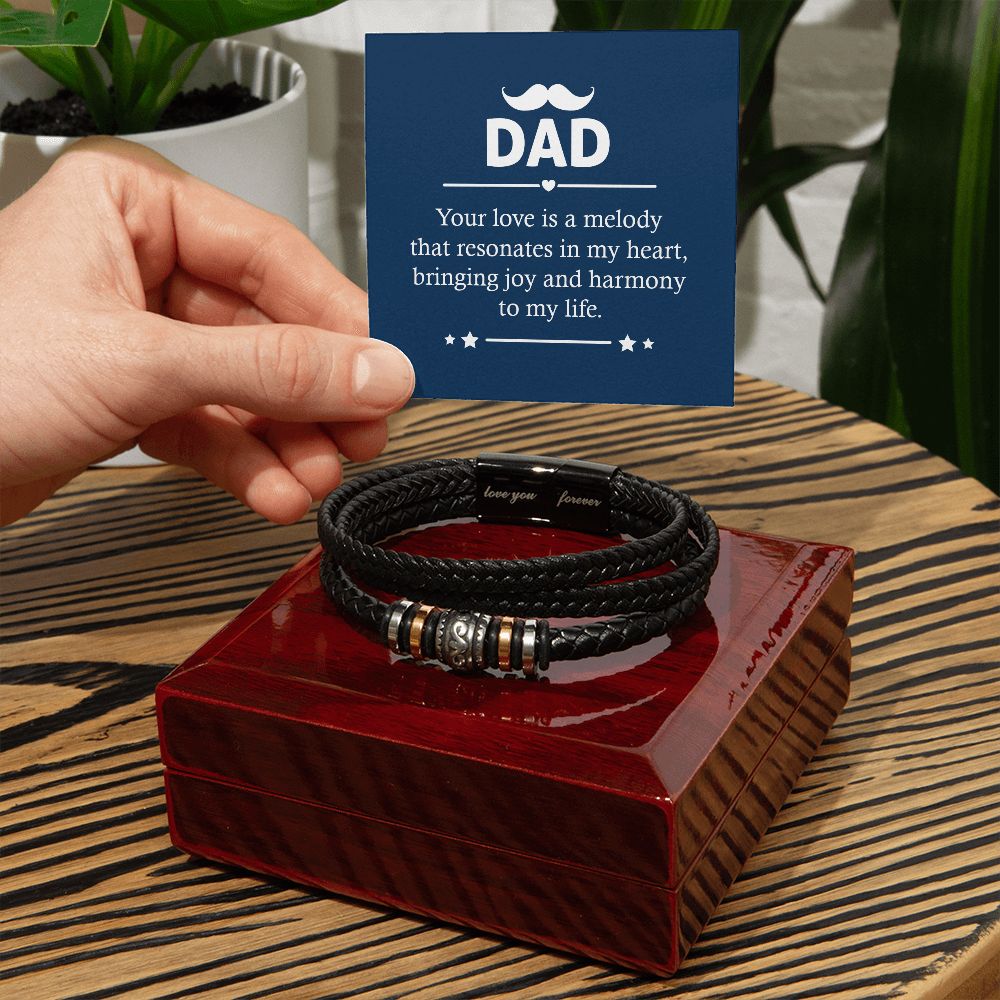 Melodious Father's Day Gift: "Dad - Your Love Sings Like a Melody" Love You Forever Men's Bracelet