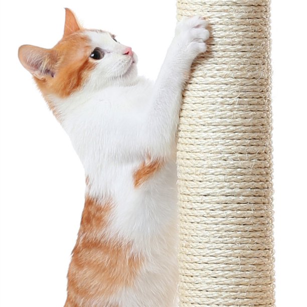 36'' H Cat Tree Tower House with Double Condos Scratching Posts Sisal Rope Furry Ball for Cats and Kittens, Light Gray