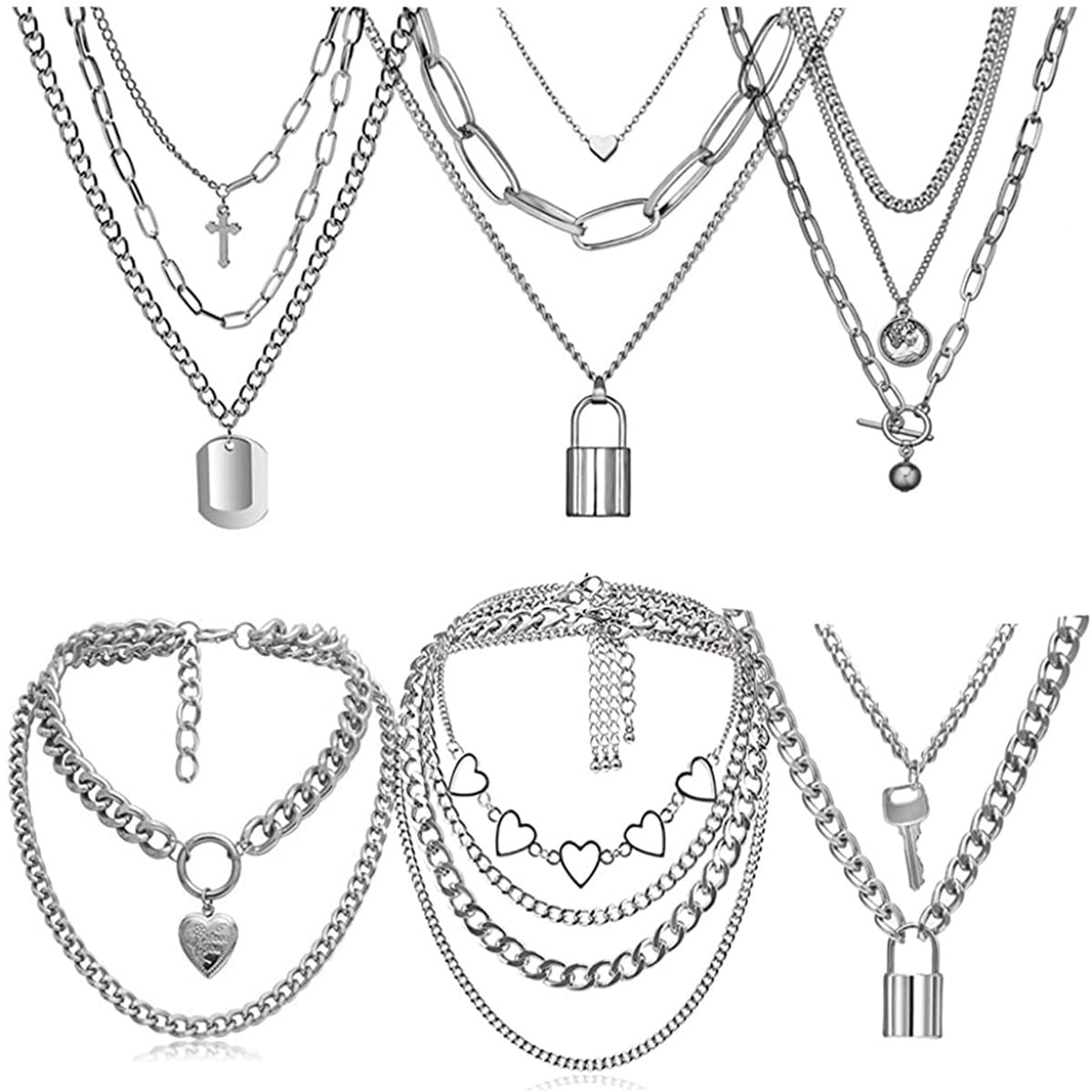 6 PCs Chain Necklace for Women