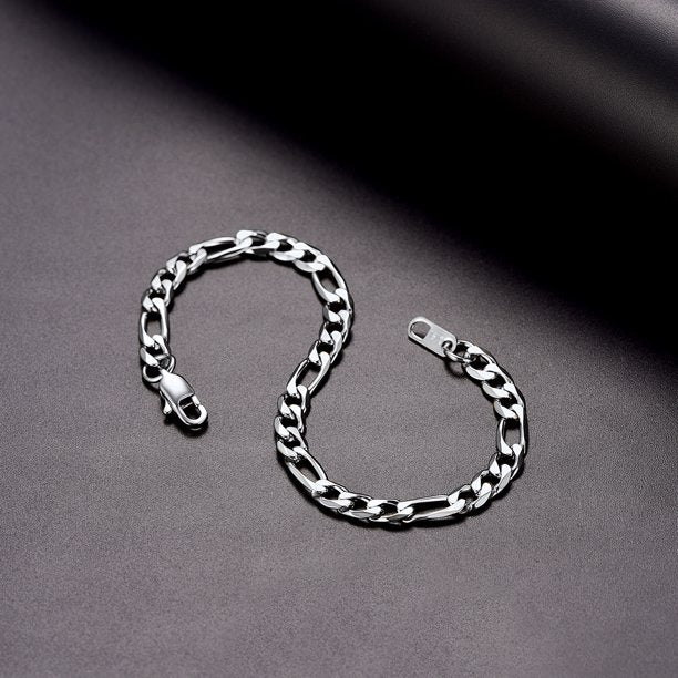 Men Bracelets Chain Wrist Bracelets 6mm 7.5inch Stainless Steel