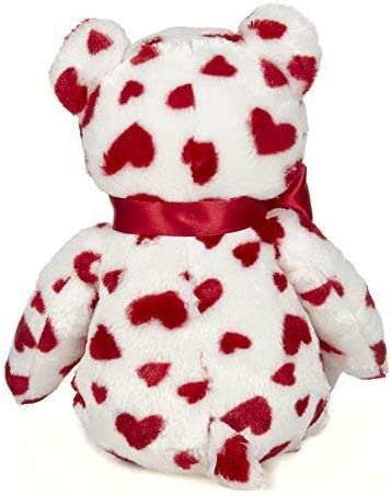 14" Cutie White Stuffed Animal Teddy Bear with Hearts and a Red Bow for Valentines Day Gift