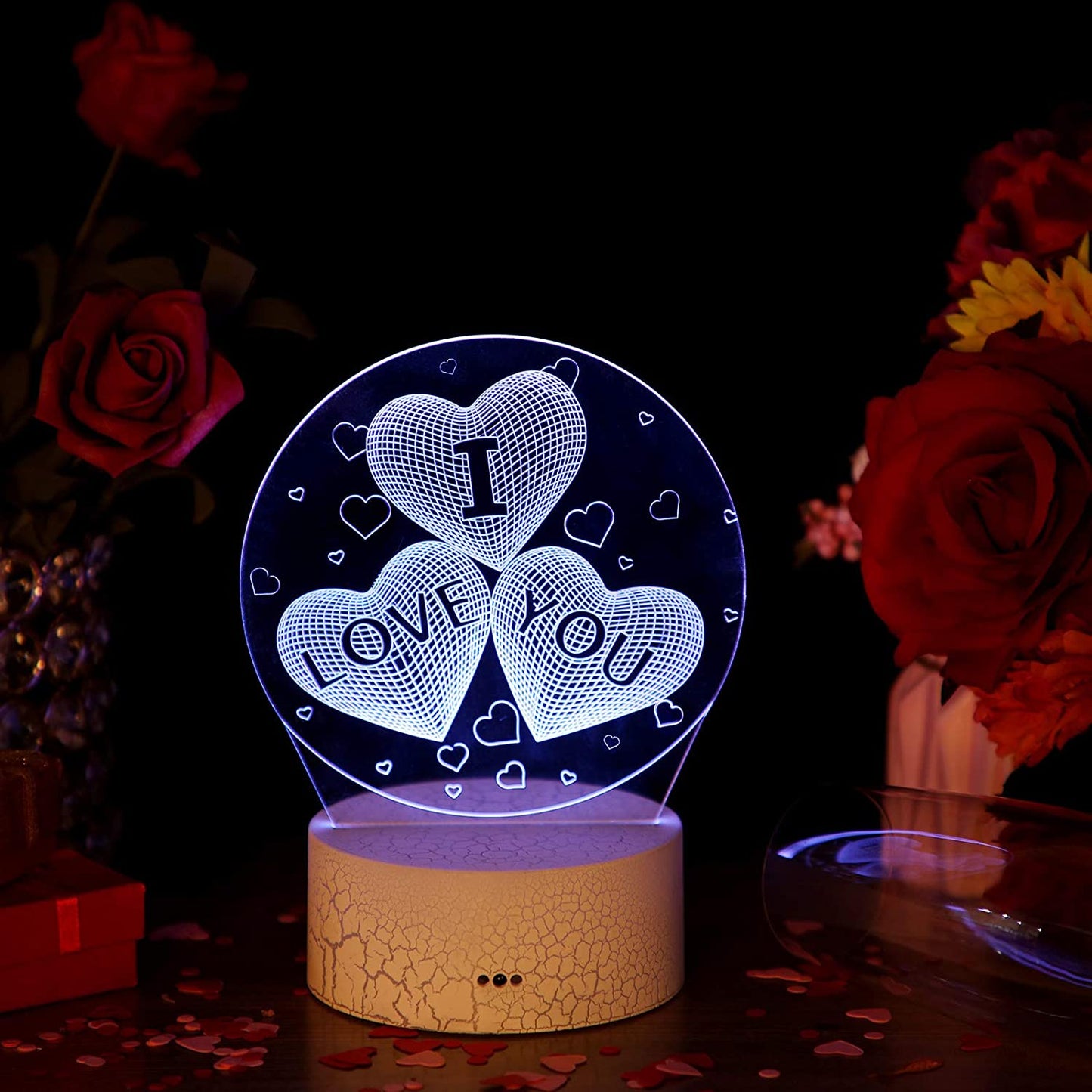 3D I Love You Night Light 16 Colors Change Sleep Lamp, Remote Touch