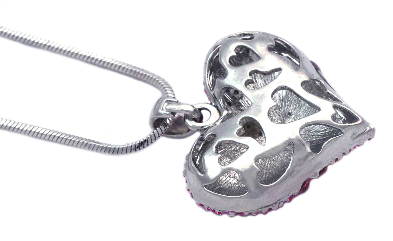 Hot Pink Small Heart Crystal Pave Pendant Necklace Valentine's Day w/ GIFT BOX - Walmart.com