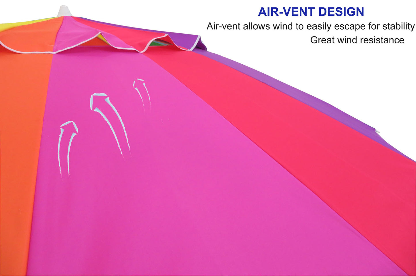 8 ft Beach Umbrella with Tilt, Sun Protection, Rainbow Color