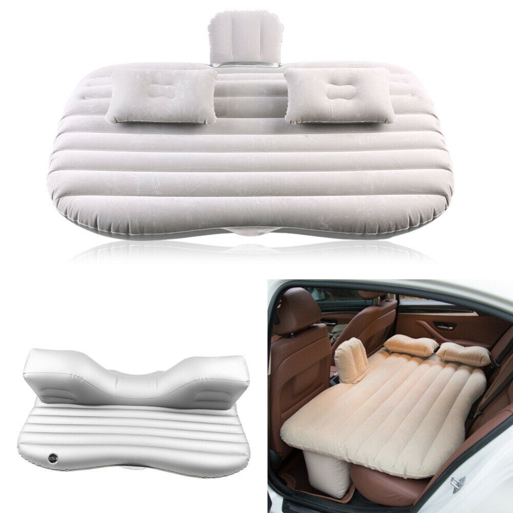 Air Bed Back Seat Pad Sleep Rest Mat Inflatable Travel Car Mattress Pillows Pump-Silver