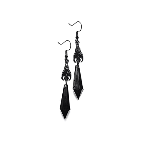 Gothic Dark Bat Dangle Earrings Red Black Crystal Gems Bat Earrings Punk Rock Style Bat Animal Earrings