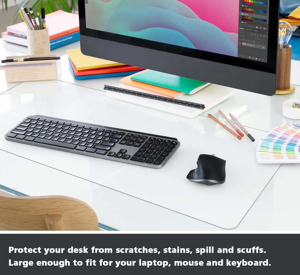 Clear Desk Pad Mat Blotter on Top of Desks 14 x 24 Inches Transparent PVC Mat