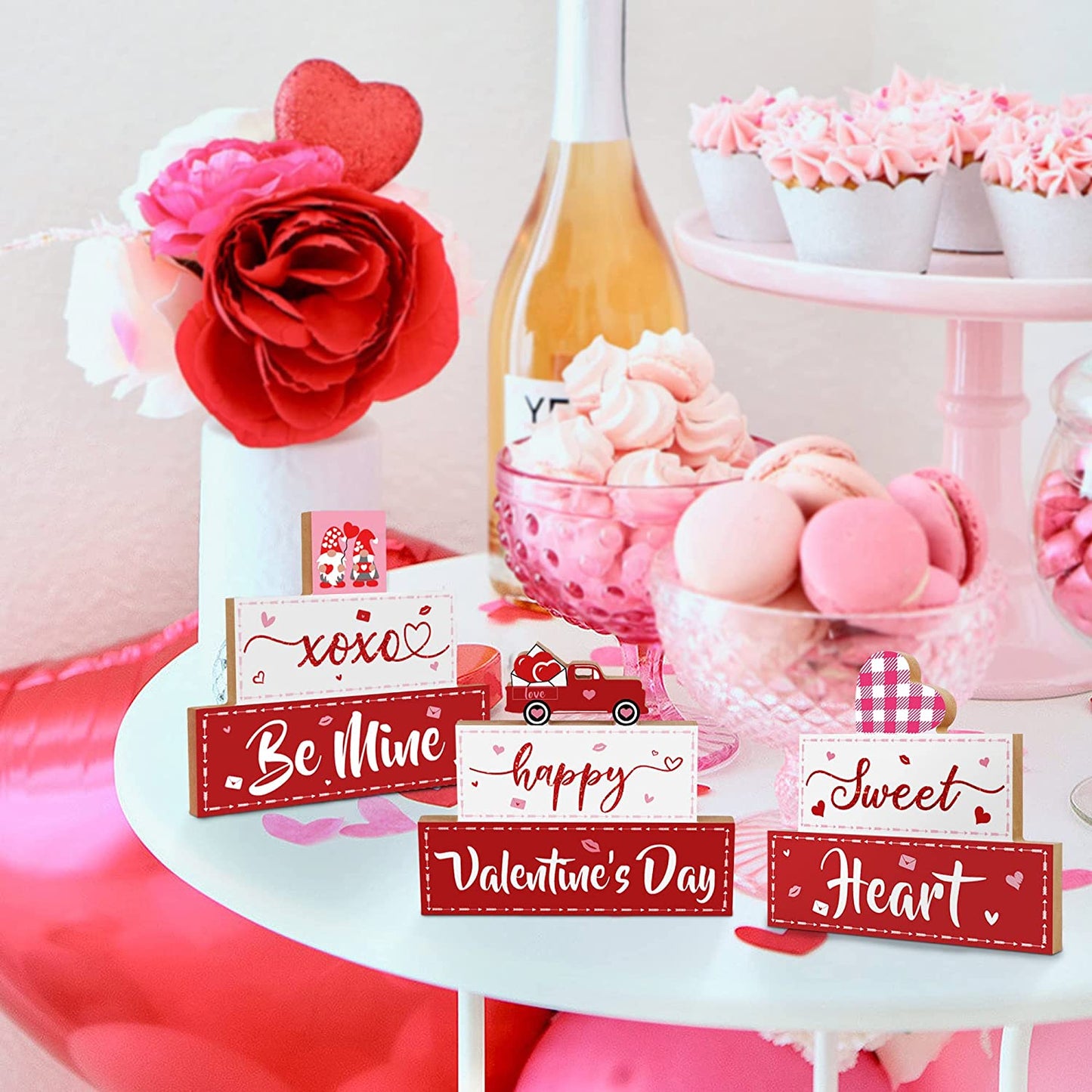 3 PCS Happy Valentine's Day Wooden Sign, XOXO Be Mine, Sweet Heart