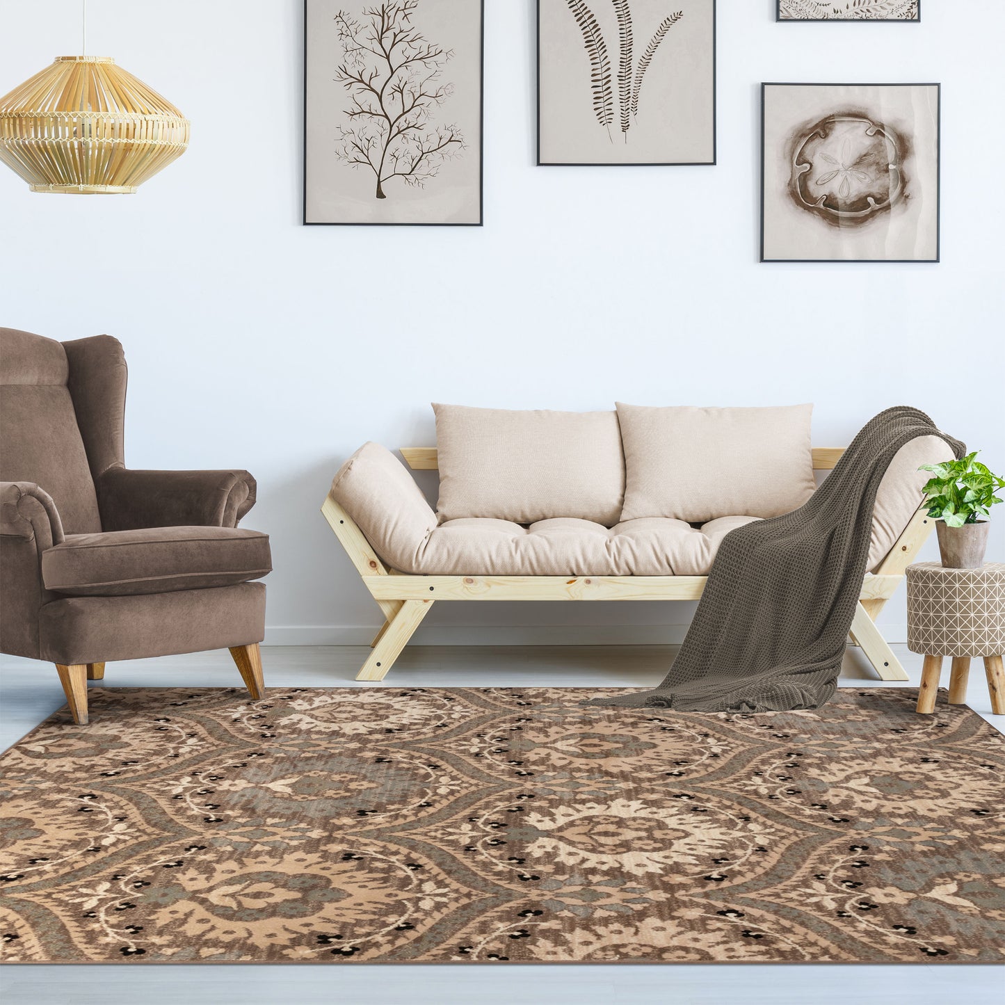 Augusta Floral Indoor Area Rug, Light Blue, 4' x 6'