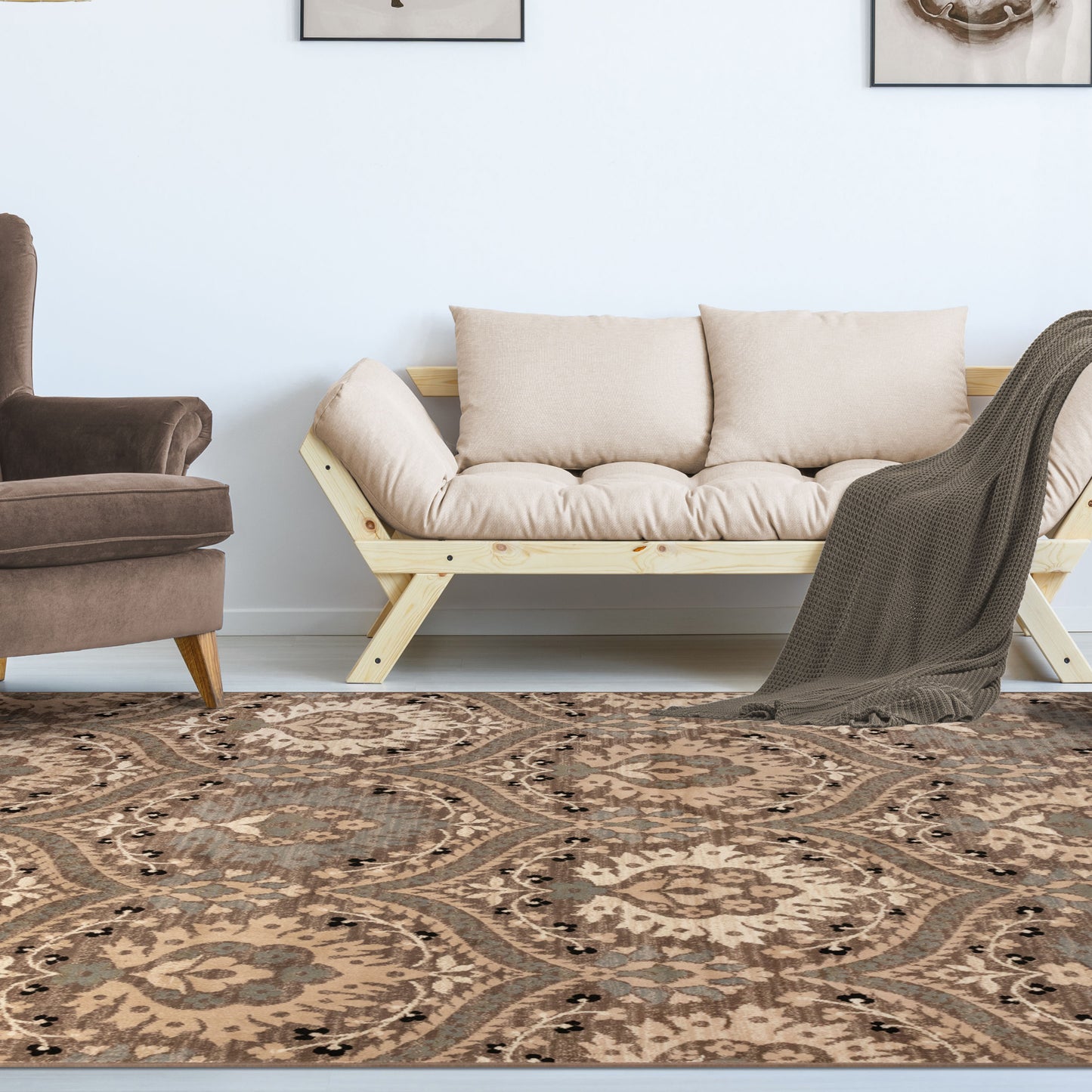Augusta Floral Indoor Area Rug, Light Blue, 4' x 6'