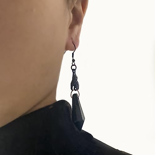 Gothic Dark Bat Dangle Earrings Red Black Crystal Gems Bat Earrings Punk Rock Style Bat Animal Earrings