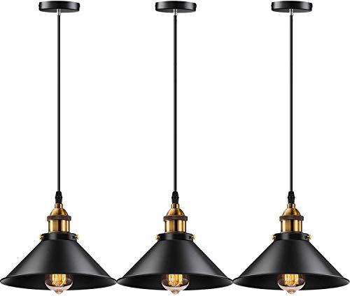 Vintage Industrial Pendant Light E26 E27 Base Fixture- 3 Pack