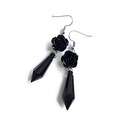 Gothic Dark Bat Dangle Earrings Red Black Crystal Gems Bat Earrings Punk Rock Style Bat Animal Earrings