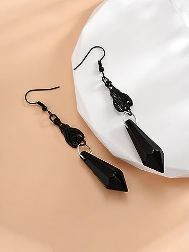 Gothic Dark Bat Dangle Earrings Red Black Crystal Gems Bat Earrings Punk Rock Style Bat Animal Earrings