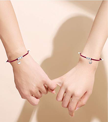 Magnetic Couples Bracelets & Necklace Pendant Love Heart CZ Puzzle Matching Jewelry Set