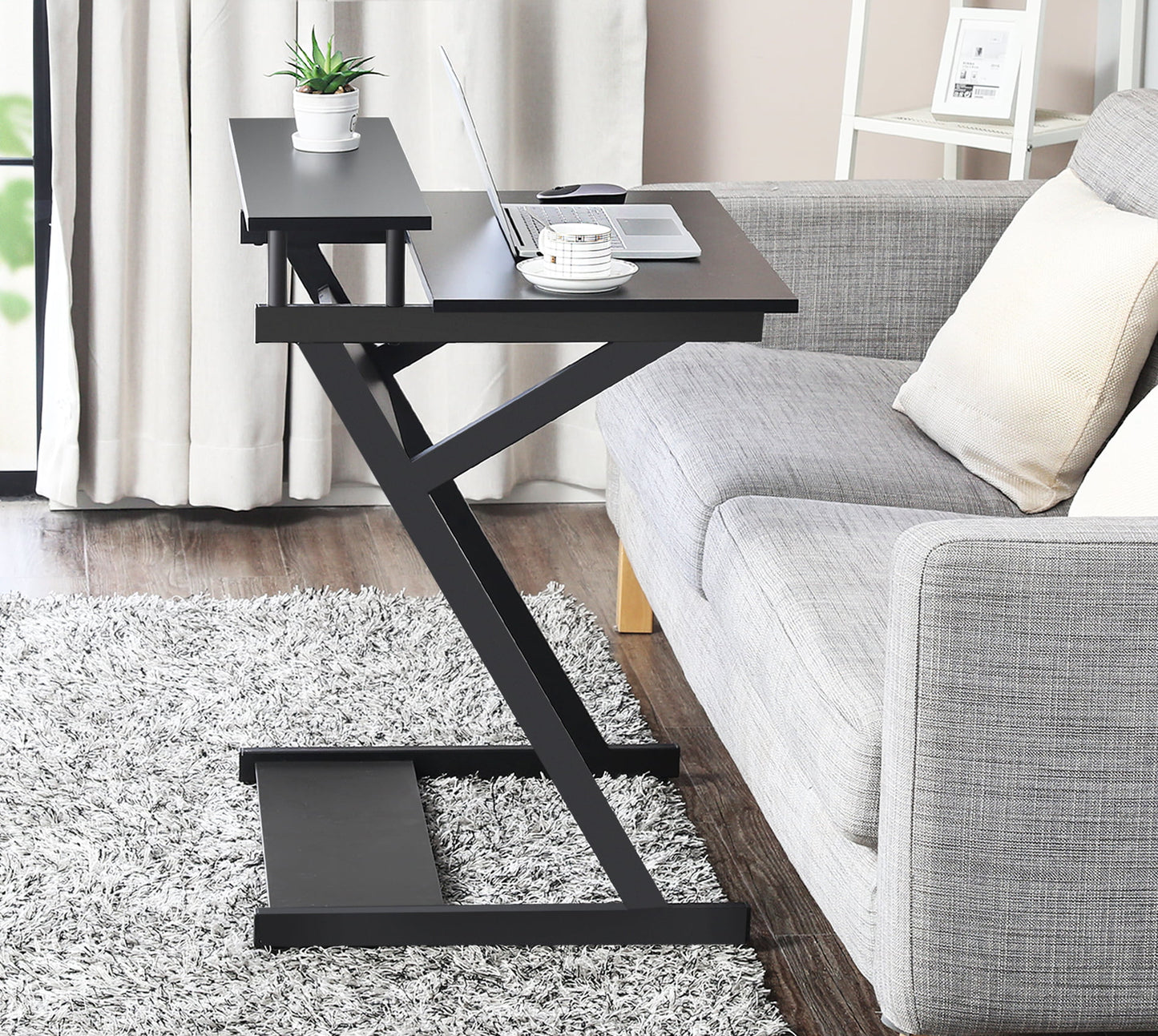 27.6" Computer Desk w/ 2-Monitor Shelf & Office Storage