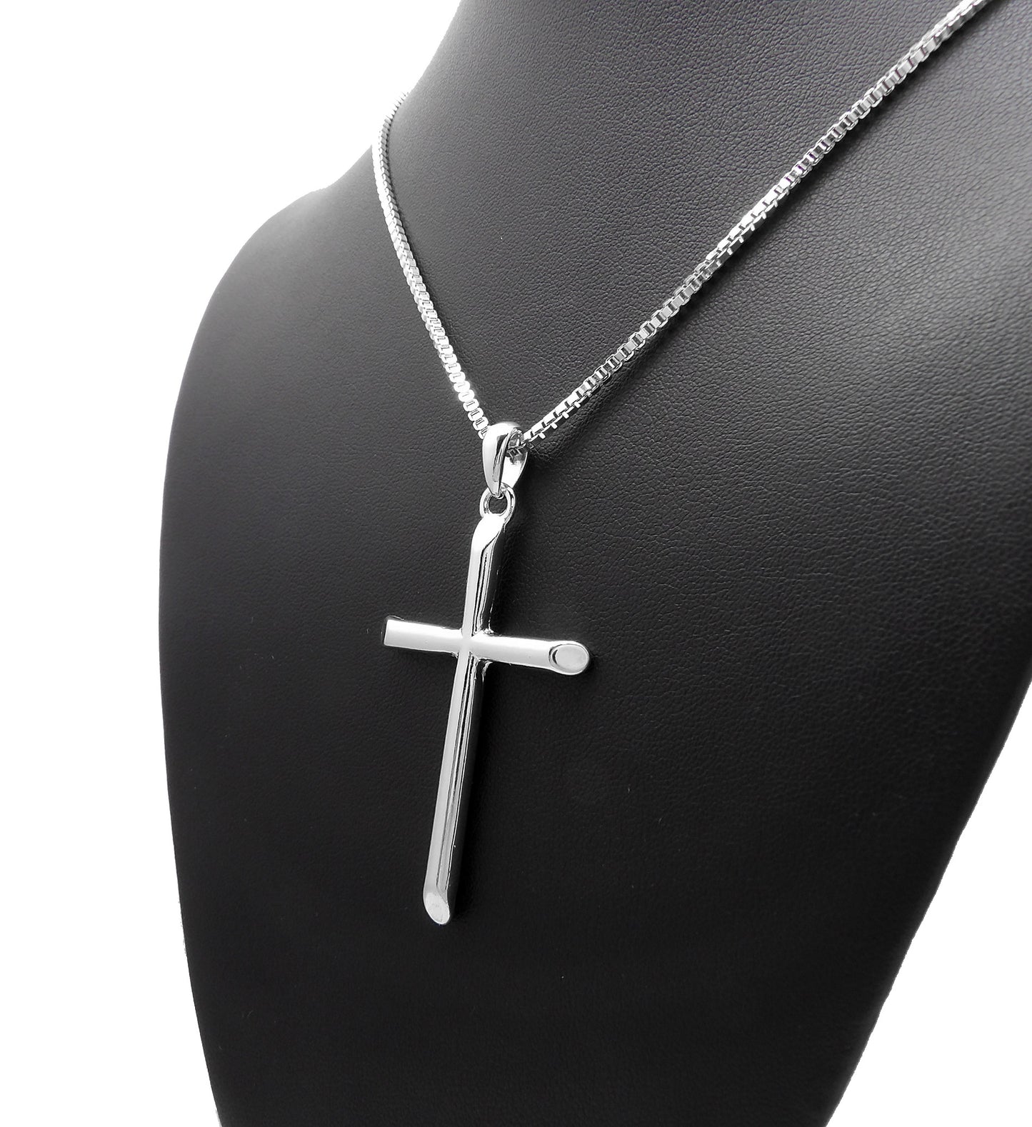 Cross Pendant w/ Box Chain Fashion Necklace for Men & Women