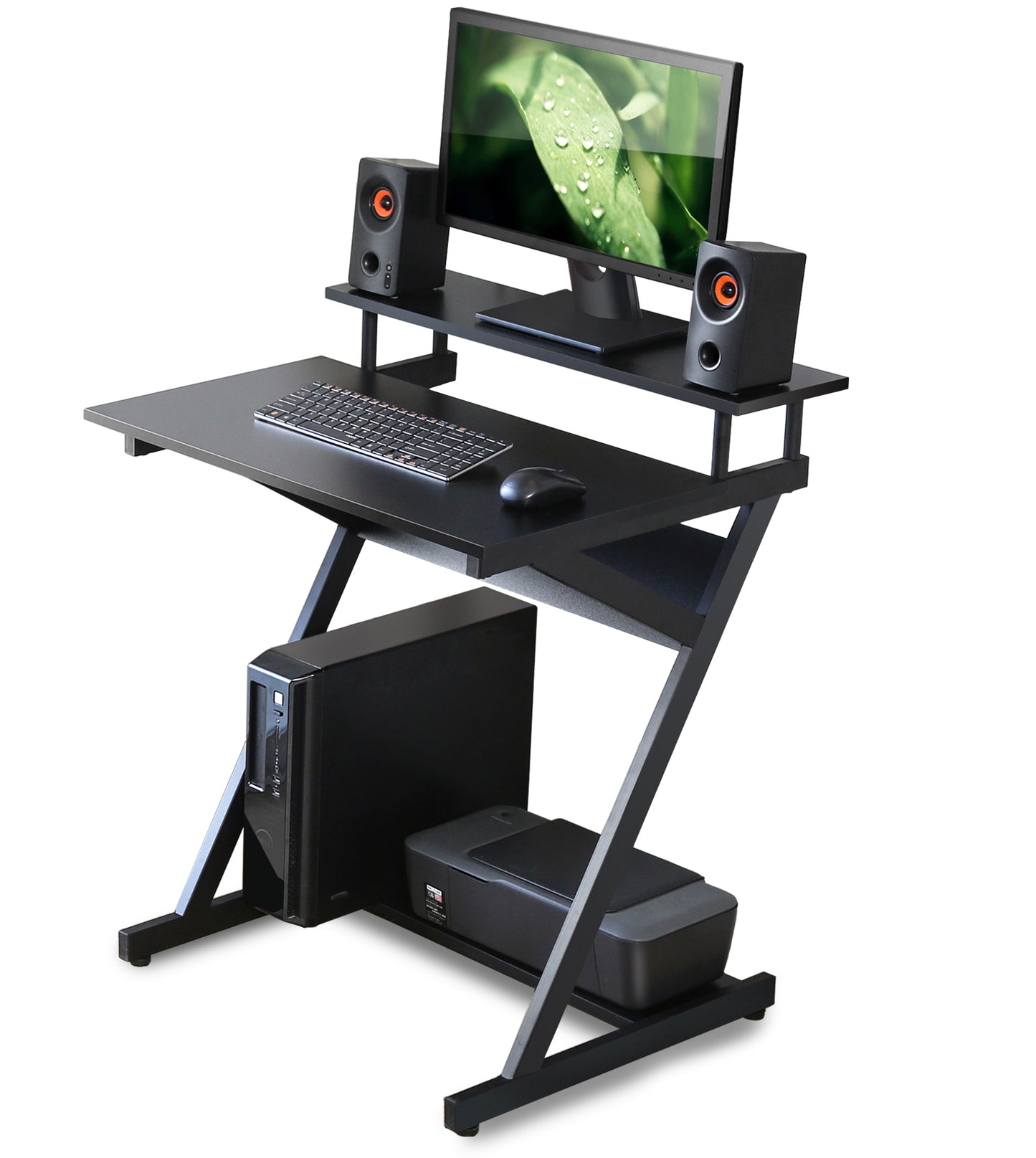 27.6" Computer Desk w/ 2-Monitor Shelf & Office Storage