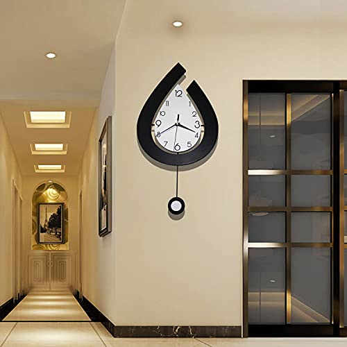 Large Modern Wall Clocks w/ Pendulum Battery Operated, 22.4" Non Ticking