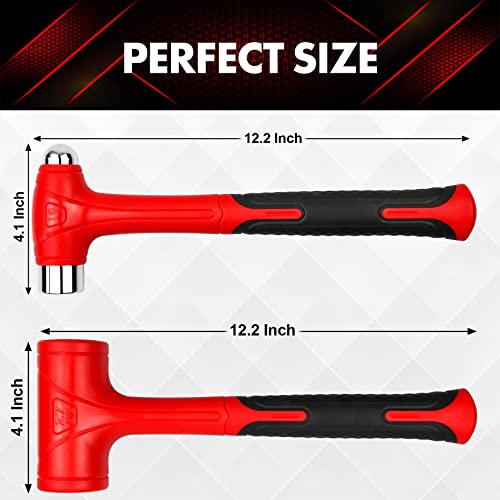 Dead Blow Hammer Set, 2 Piece/16oz(1LB) Pein Hammer, 27oz(1.5LB), Red a& Black, Shockproof Design