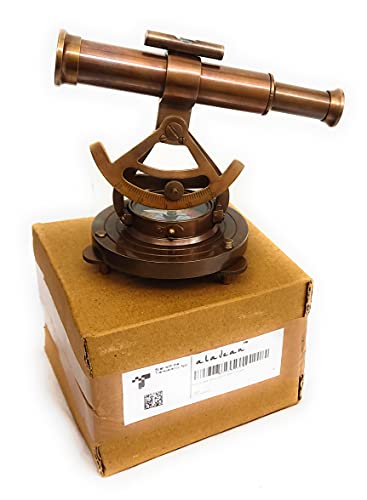 Vintage Brass Alidade Telescope w/ Base Compass Home Decoration