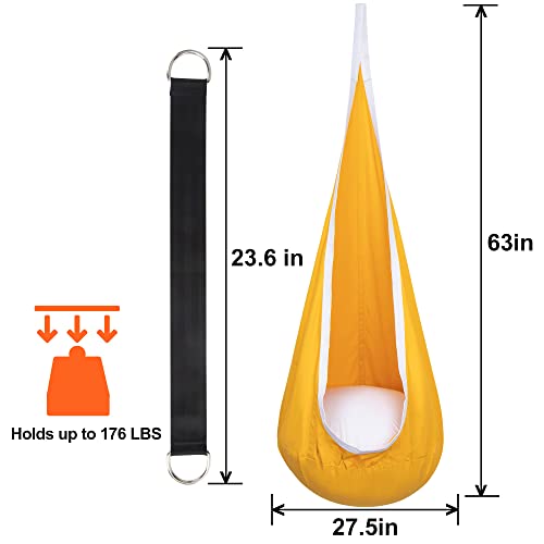 Hanging Hammock Chair with Inflatable Pillow- Max 176 LBs