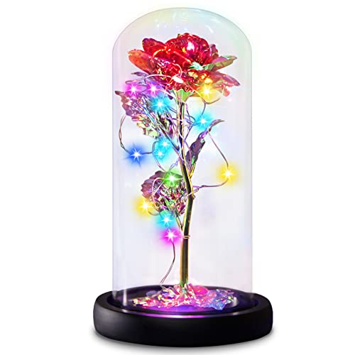 Enchanted Galaxy Light Up Butterfly Rose Gifts in Glass Dome