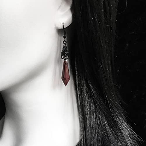 Gothic Dark Bat Dangle Earrings Red Black Crystal Gems Bat Earrings Punk Rock Style Bat Animal Earrings